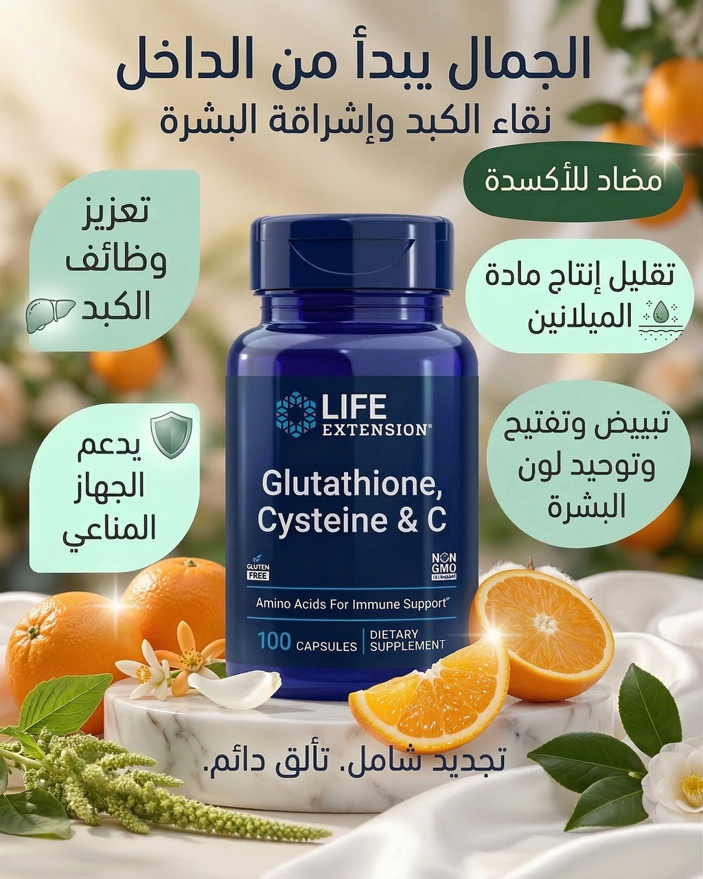 Glutathione, Cysteine & C - حبوب النظارة